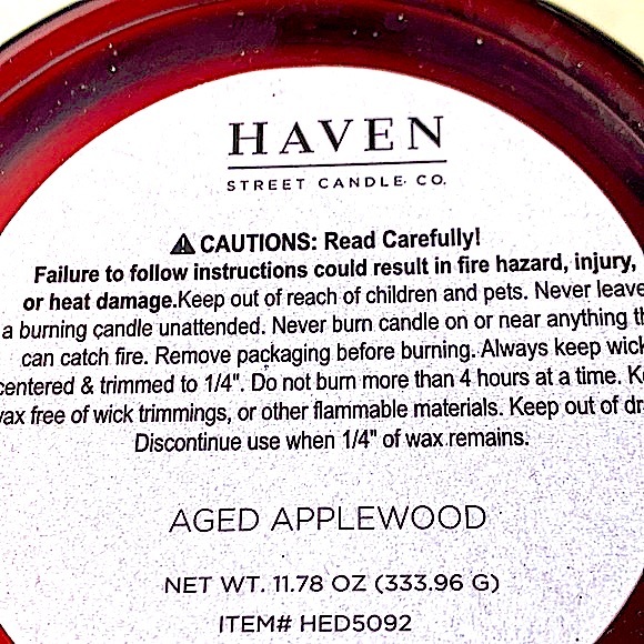 HAVEN STREET CANDLE AGED APPLEWOOD WOOD WICK NEW RICHLY SCENTED SOY WAX - Picture 4 of 4
